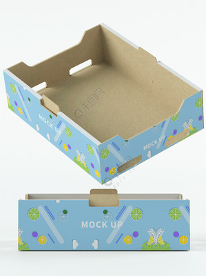 原創(chuàng)3D蔬菜水果托盤紙盒樣機(jī) 中秋佳節(jié)綠色禮品包裝新趨勢(shì)